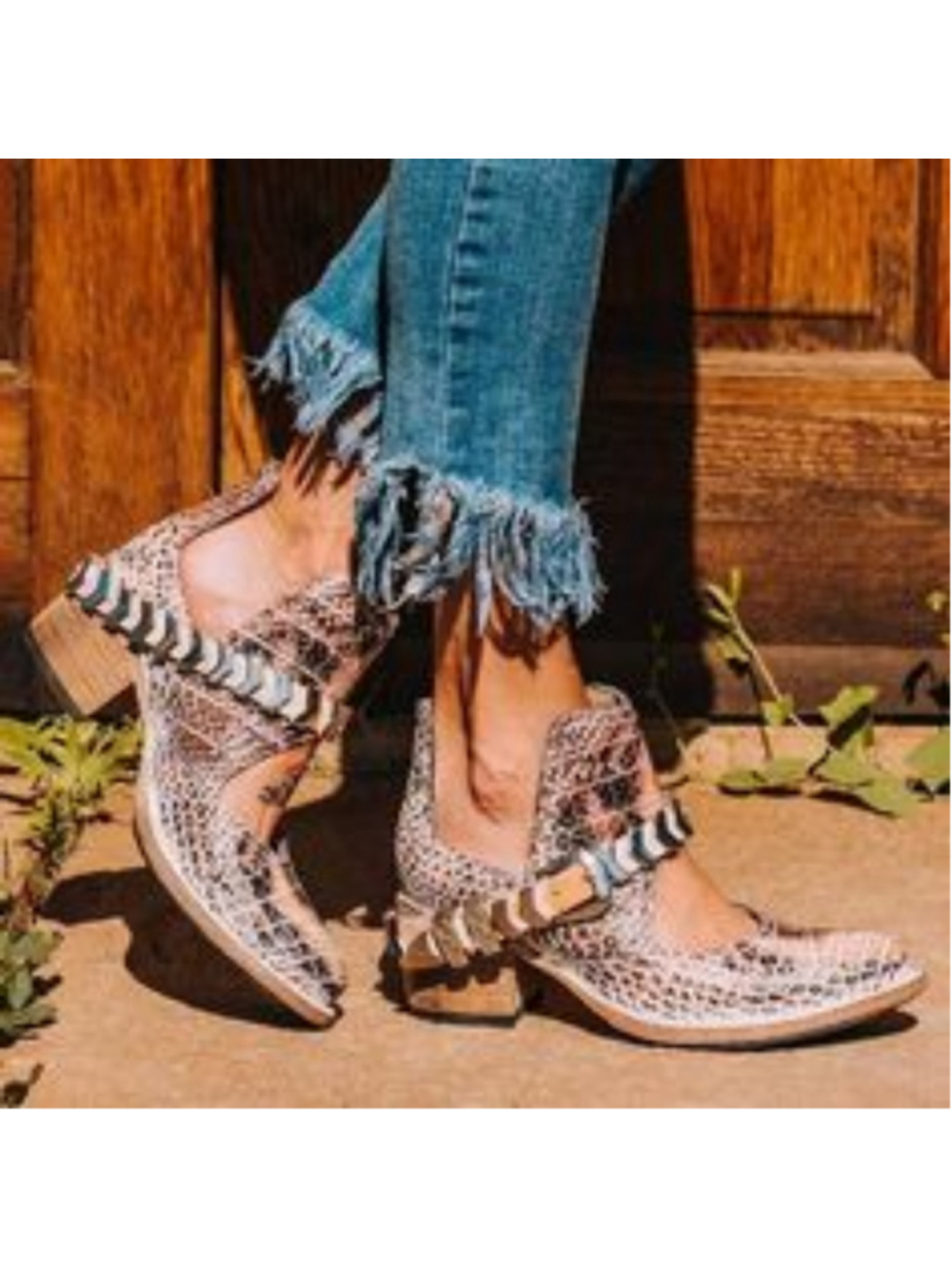 Freebird Blade Snake Print Ankle Booties Size 7